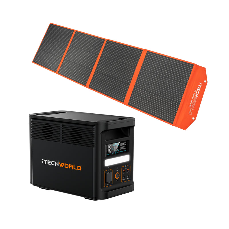 iTechWorld Pro Solar Generator Kit PS1800 PRO Power Station and 200W Solar Blanket