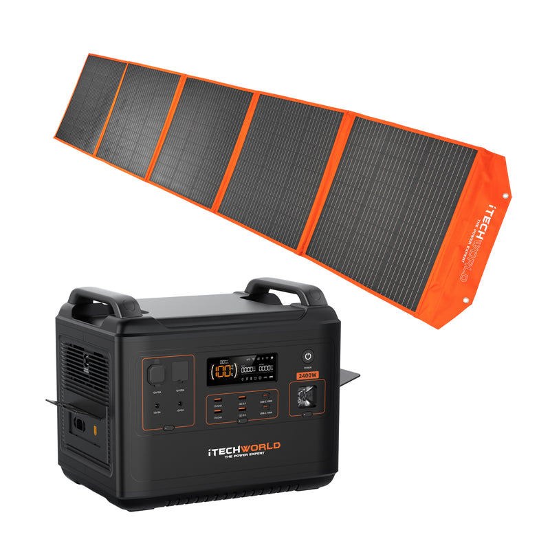 iTechWorld Elite Solar Generator Kit PS2000 Power Station and 300W Solar Blanket