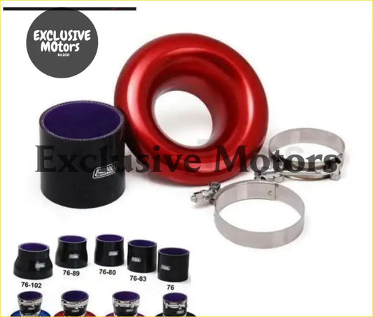Jdm Universal Aluminum Intake Inlet Velocity Stack + Clamps + Silicone - Turbo & Performance