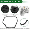 Silver metallic automatic transmission filter with textured surface and o-ring for toyota allion 2001-2007 back side