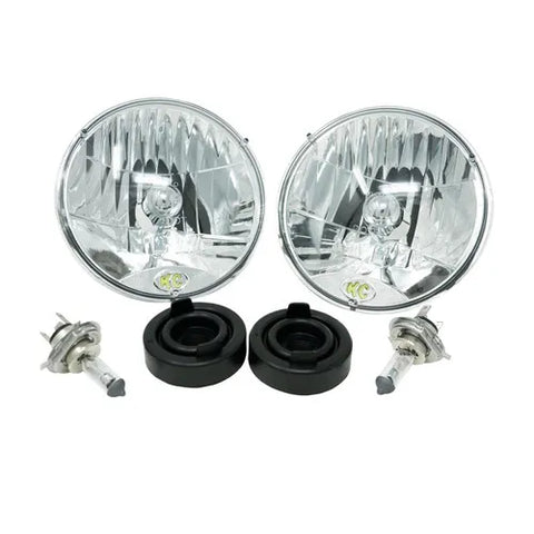 KC HiLiTES Universal/97-06 Jeep TJ 7in. Halogen H4 DOT Headlight 55/60w Lexan (Pair Pack System) — fits Jeep Wrangler