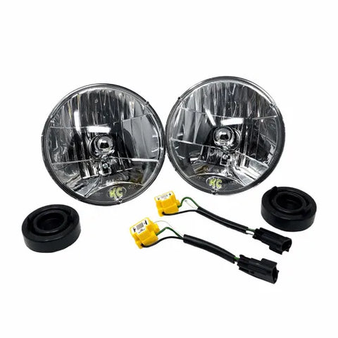 KC HiLiTES 07-18 Jeep JK H4 Headlight Conversion Kit - DOT Apprv./Incl. H13 to H4 Connectors (Pair) — fits Jeep Wra...