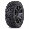 Black rubber Kenda Klever AT tire 285/50 R20 with aggressive tread on black alloy wheel and Kevlar sidewall branding
