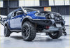 Blue ford ranger pickup with kenda klever mt2 33x12.5 r20 tires rugged bumper and roof-mounted led light bar