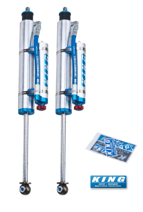 King Shocks Front 2.5 Diameter Piggy Hose Res Shock 3-5in Lift w/Adjuster - Pair (Wrangler JK 07-18) — fits Jeep Wr...