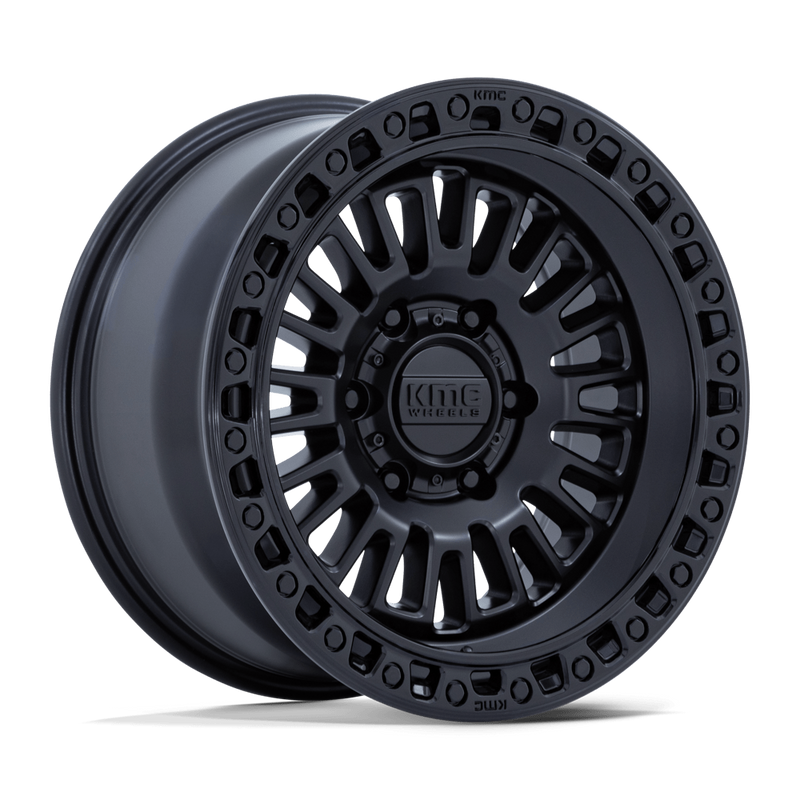 KMC Aztec KM554 17x8.5 6x139.7 0mm Matte Black Gloss Black Lip