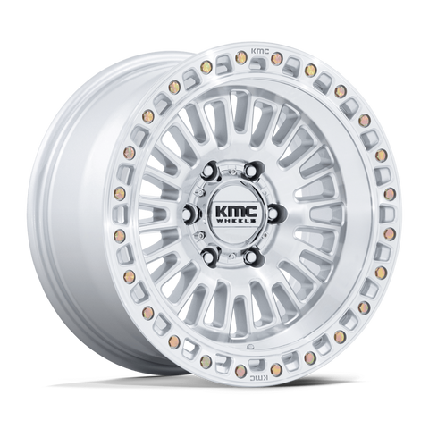KMC Aztec KM554 17x8.5 6x139.7 0mm Gloss Silver Machined