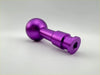 Purple metallic billet gear knob ball hitch receiver adapter showing the back side for kobe brand