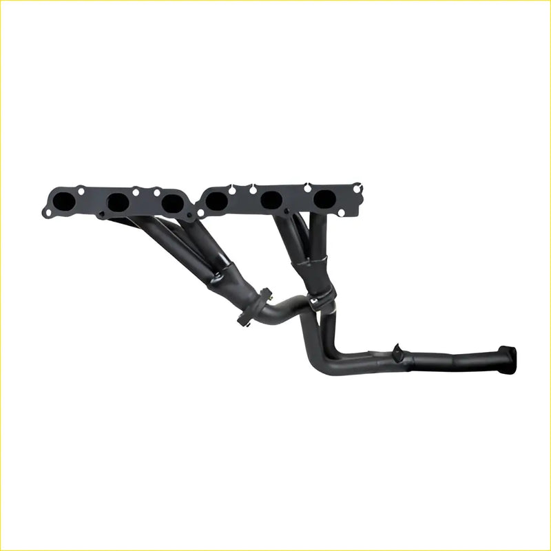 Black metal exhaust manifold with multiple cylindrical ports and angular design for lcruis 4.5 dohc fzj75 gasket dsf084c