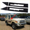 Black textured front grille guard kit made of durable metal for Toyota Land Cruiser LandCruiser emblem trim