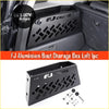 Large-capacity black aluminum boot storage box with diamond plate pattern and fj cruiser branding for left trunk