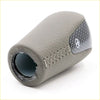 Gray leather shift knob with carbon fiber panel and white stitching featuring toyota logo for hilux 2005-2015