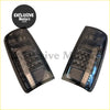 Led black taillights for toyota land cruiser with black smoked glass and detailed etched patterns glossy finish back side