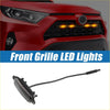 Black plastic led front grille light with amber illumination and wiring harness for toyota rav4 2019-2022