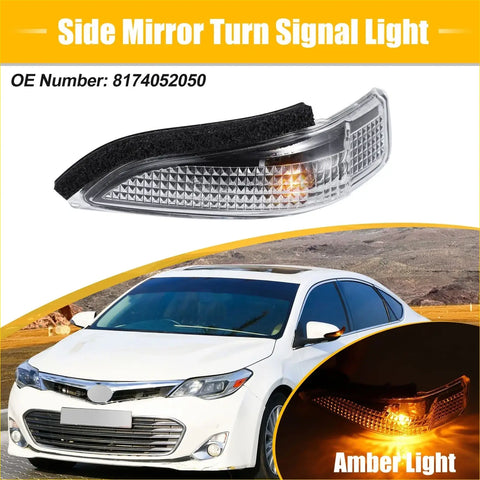 Led left side mirror turn signal light for toyota avalon with clear plastic lens black mounting strip and amber led bulb