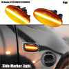 Pair of amber oval led side indicator repeater lights with textured lens and black plastic housing for toyota aygo proace