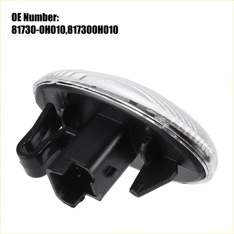 Clear lens led side indicator repeater light with black plastic housing and mounting brackets for toyota aygo proace