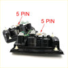 Black plastic back housing of led smoke tail light for toyota hilux with 5-pin connectors and green wiring
