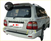 Backside of white toyota land cruiser lc100 with black trim featuring led tail lamp with red lights for 1998-2007 model