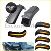 Black plastic led turn signal light mirror indicator with amber lighting for mitsubishi pajero shown from back side