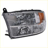 Left chrome headlamp for dodge ram 2009-2018 with clear lens chrome housing and amber turn signal on right side