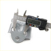 Gray metallic skull-shaped left door hinge bracket for mitsubishi triton l200 1986-1996 measured with caliper