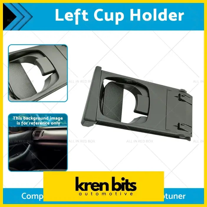 Black plastic left front cup holder trim with textured interior and foldable design for toyota hilux vigo fortuner