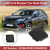 Black plastic left front bumper tow hook cover cap for toyota rav4 2019 to 2025 showing back side