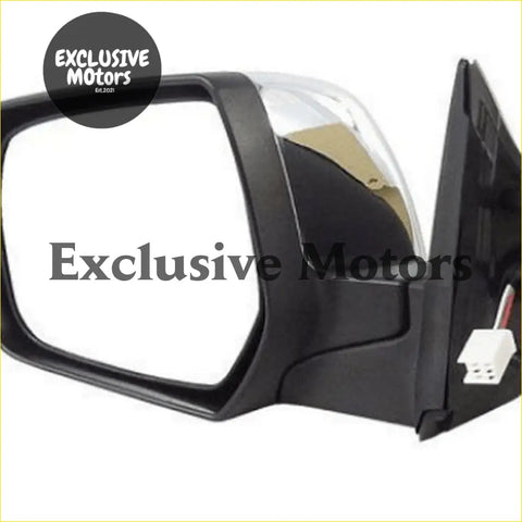 Left-hand chrome electric mirror for ford ranger mazda bt-50 showing black plastic side with chrome accent and wiring harness