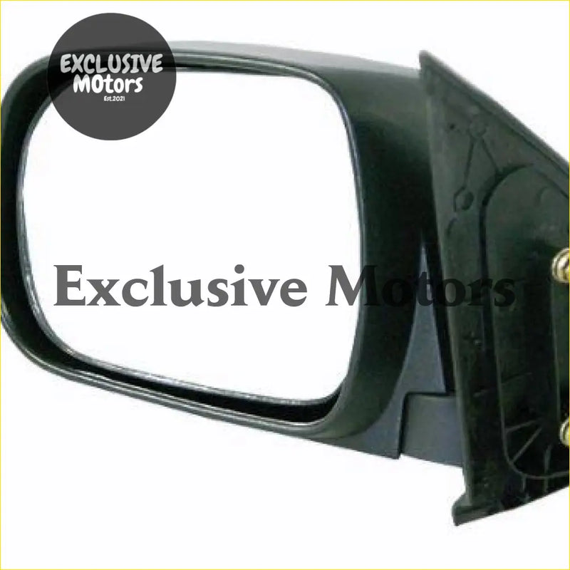 Black plastic left hand manual side mirror with rectangular reflective surface for toyota hilux 2005-2015