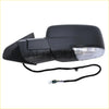 Black plastic left side view mirror for ram 1500 with power fold turn signal and temp sensor showing back side