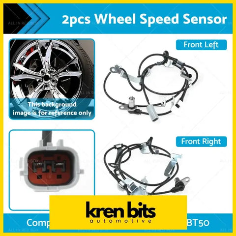 Black and silver front left and right abs wheel speed sensors with coiled wiring for ford ranger pj