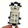 Black and white plastic electrical connector with four terminals for left right passenger side window switch toyota rav4 auris