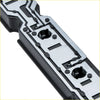 Black and silver plastic car key fob with circuit board design shown from back for ford transit rear light bulb holder and connector
