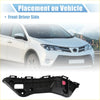 Black plastic left side front bumper mounting support bracket for toyota rav4 with red circular indicator
