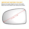 Left side white mirror glass with black frame 18.5cm diagonal non-heated back for toyota iq 2009-2016 replacement
