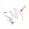 Red arrow pointing to curved windshield wiper blade on lh door glass run seal for nissan sunny sentra b13 se-r 1990-1994