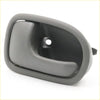Black plastic lh door handle for mazda familia 323 with smooth rounded design and integrated pull grip
