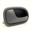 Gray plastic lh door handle for mazda familia 323 with smooth rounded design and textured grip surface