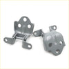 Gray metal lh door hinge assemblies with matte finish and multiple mounting holes for mitsubishi triton 1986-1996