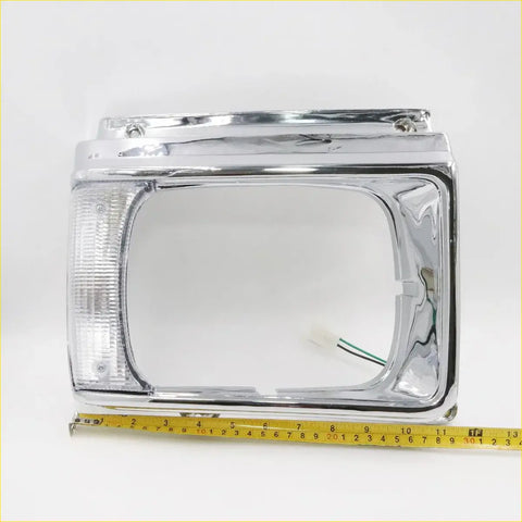 Chrome finished rectangular lh headlight door with clear lens and turn signal for 1979 1982 toyota hilux 2wd
