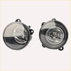 Pair of black plastic finished circular fog lights with clear glass lenses for land rover range rover sport lr3