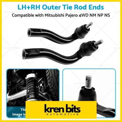 LH + RH Outer Tie Rod Ends Suitable for Mitsubishi Pajero Commercial - Steering & Suspension>Tie Rods Linkages