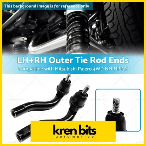 Black rubber-coated metal outer tie rod ends with threaded shafts for mitsubishi pajero 4wd lh and rh set
