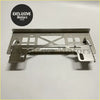 Stainless steel silver motorcycle license plate bracket with geometric cutout and mounting hardware for toyota fj cruiser
