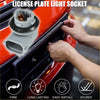 Gray plastic license plate light socket for toyota tacoma 1995-2004 with black rubber gasket and copper contacts back view