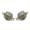 Gray plastic car headlight bulb sockets with molded tabs and central connector housings for toyota hilux license plate lightset back view
