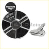 Locking fuel cap for toyota hilux 1980-2005 black and chrome with open arrows on segmented circular design