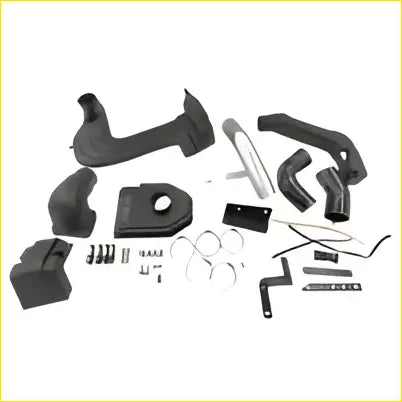 Black plastic and metal low and high mount snorkel kit for jeep wrangler jk 2007-2017 shown from the back side