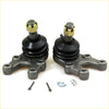 Pair of black rubber-coated lower ball joints with gold threaded caps and gray metal brackets for 1975-1979 Datsun Cedric Nissan